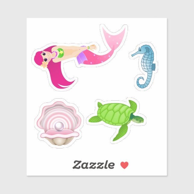 Stickers Sirène Et Amis (Feuille)