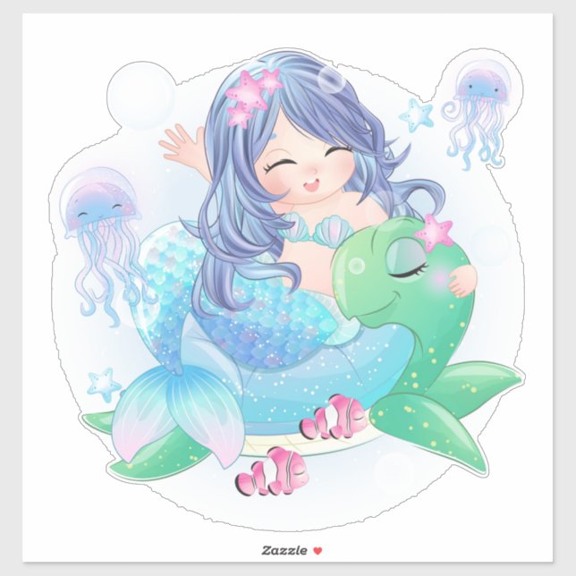 Stickers Sirène et Tortue (Feuille)
