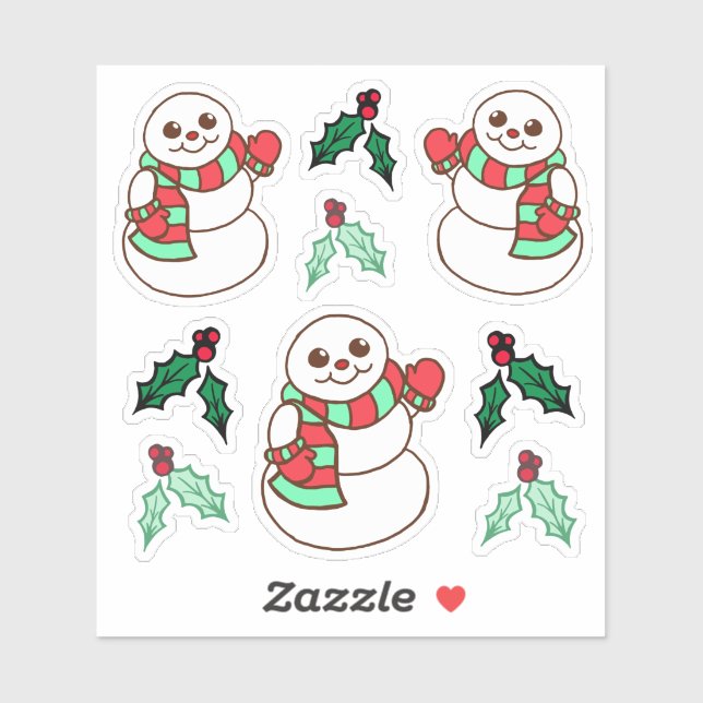 Stickers Snowman de Noël (Feuille)