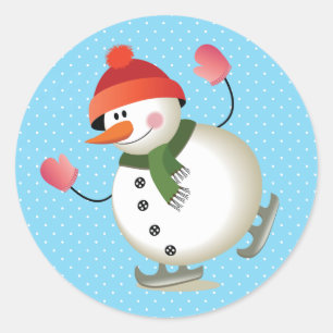 Stickers Snowman Patinage brillant 3 pouces (feuil