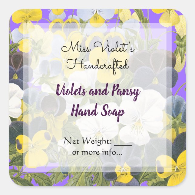 Stickers Soap and Violets Custom Soap ou Craft (Devant)
