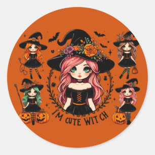 Stickers sorcière mignonne