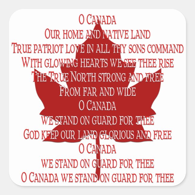 Stickers souvenir Canada Stickers hymne canadien (Devant)