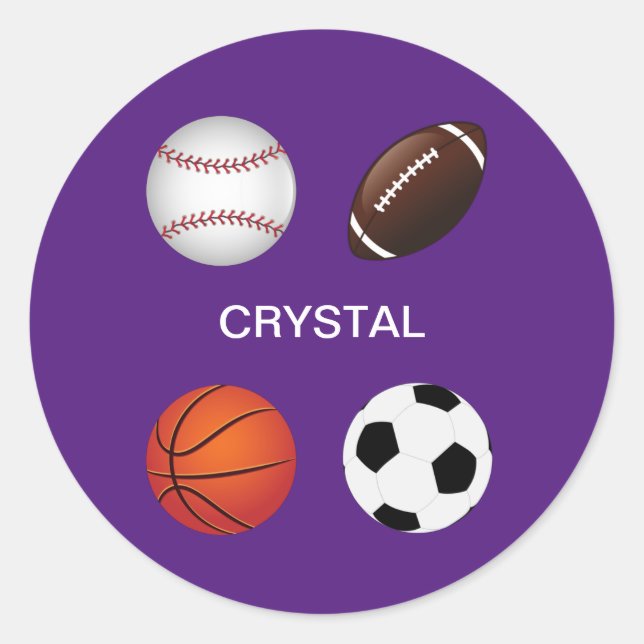 STICKERS "SPORTS" AVEC NOM D'ENFANT. (Devant)