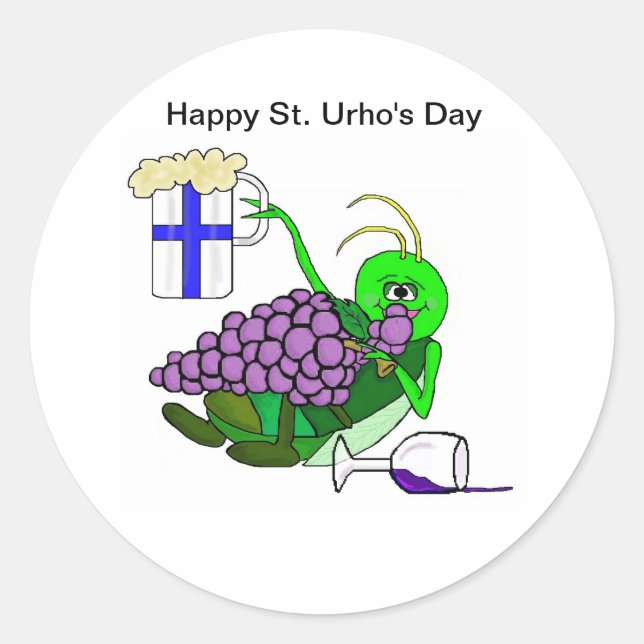 Stickers St. Urho's Day avec Grasshopper ivre (Devant)
