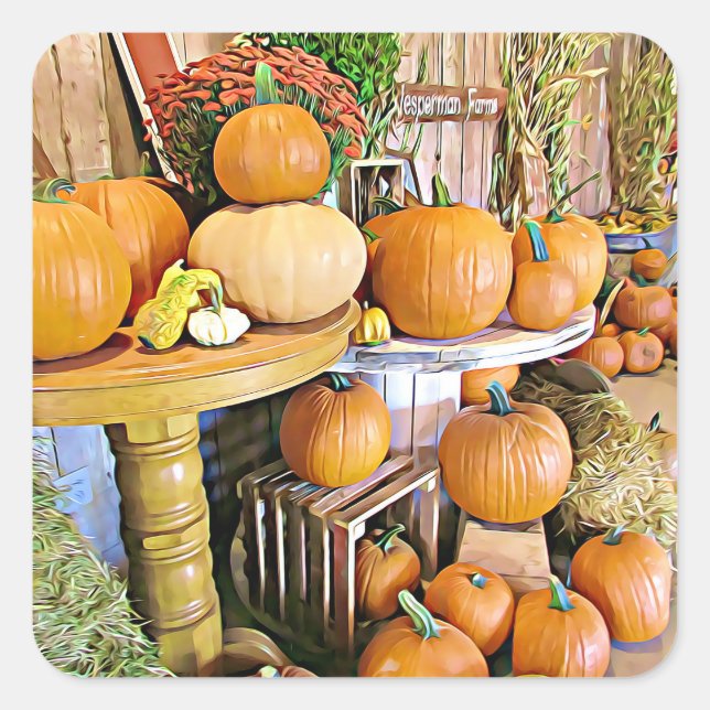 Stickers Stand citrouille Halloween d'automne (Devant)