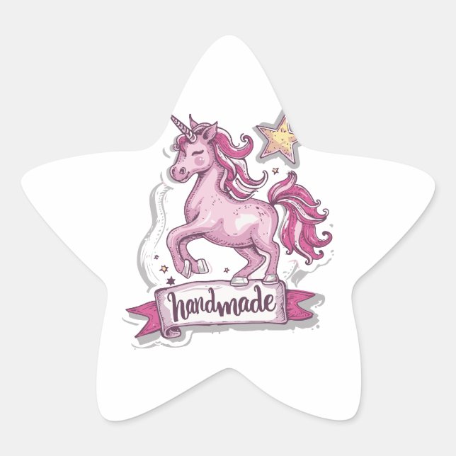 Stickers Star Unicorn et l'inscription,, Handmad (Devant)