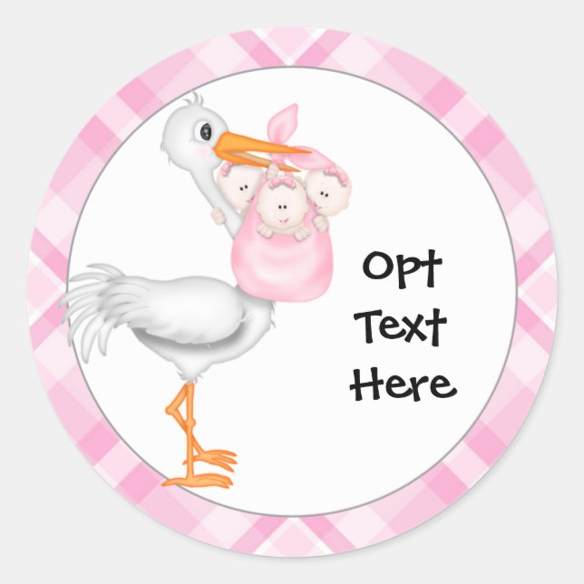 Stickers Stork & Triplet Girls (Devant)