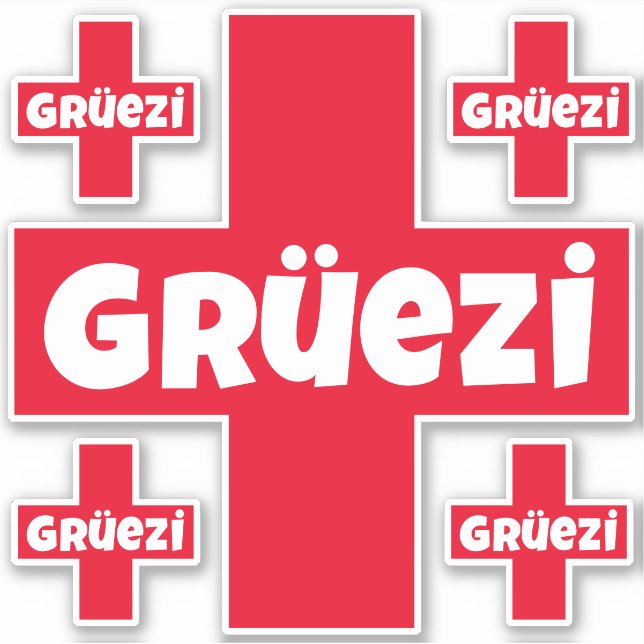 Stickers suisse Hello Gruezi Cinq pièces séparées (Devant)