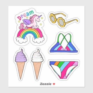 Stickers- Summer Swimsuit & Rainbow