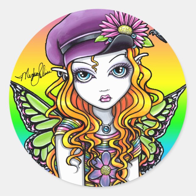 Stickers "Sunny" Cute arc-en-ciel papillon fée (Devant)