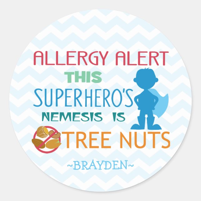 Stickers Super-hero Alerte aux allergies aux noix (Devant)