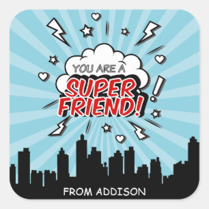 Stickers Super hero Friend Comic Valentine