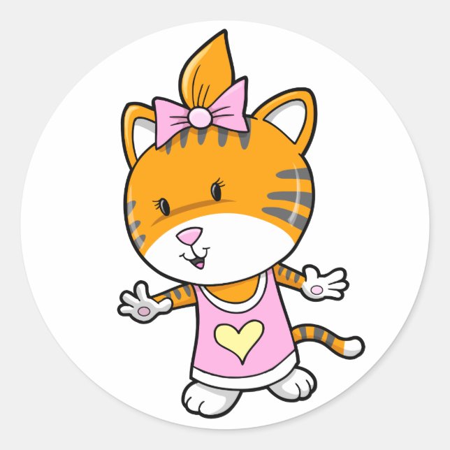 Stickers Super mignon bébé fille tigre (Devant)
