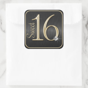 Stickers Sweet 16 Black/Gold Metallic Look