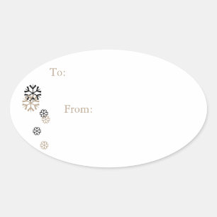 Stickers Tag Black & Gold Tone Snowflake