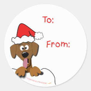 Stickers Tag Chien de Noël