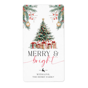 Stickers Tag de Noël Arbre Joyeux et Lumineux
