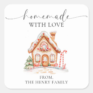Stickers Tag Fabriqué maison avec amour Noël