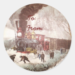 Stickers Tag Train Snowbound