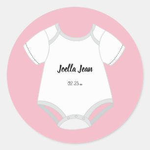 Stickers tenue bébé avec nom bébé date d'échéance 