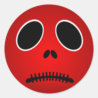 Stickers Tête Triste D'Halloween Rouge