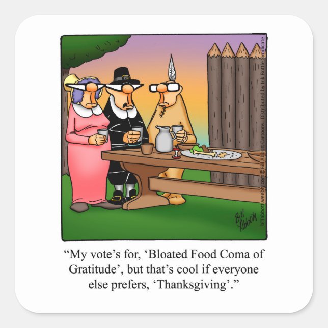 Stickers Thanksgiving drôle "Coma alimentaire" (Devant)