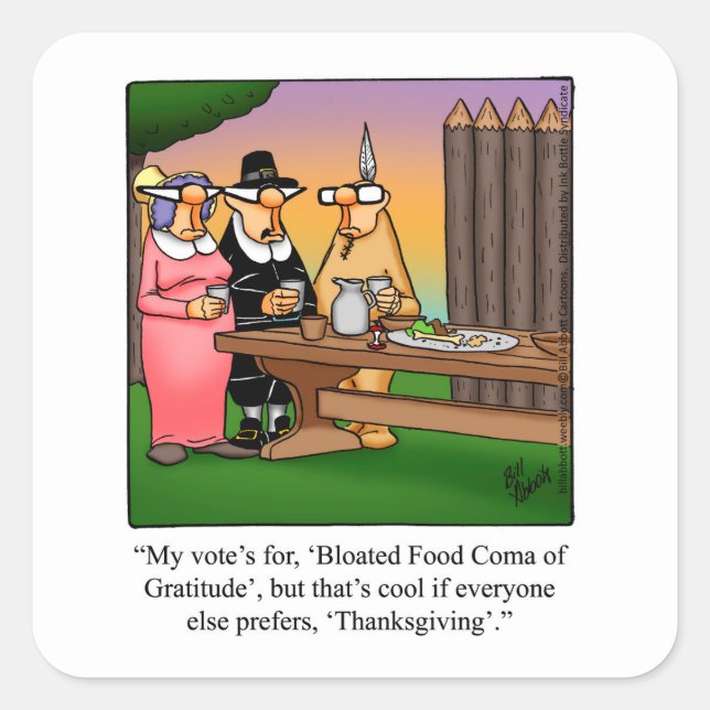 Stickers Thanksgiving drôle "Coma alimentaire" (Devant)
