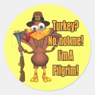 Stickers - Thanksgiving Turkey Pilgrim