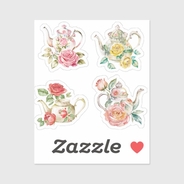 Stickers théière florale (Feuille)