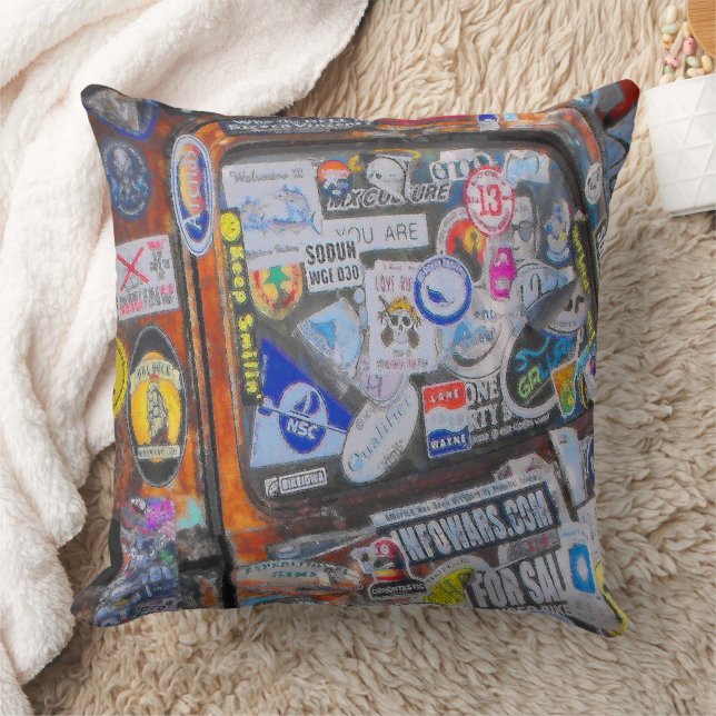 Stickers Throw Pillow (Blanket)