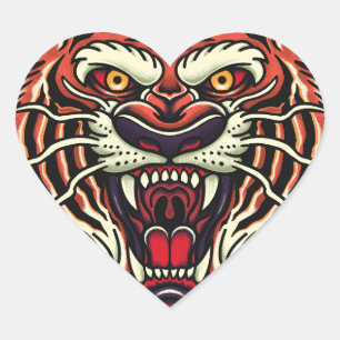 Stickers Tiger Full Face Oldschool Style Tattoo