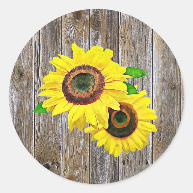 Stickers tournesol et bois rustique (Devant)