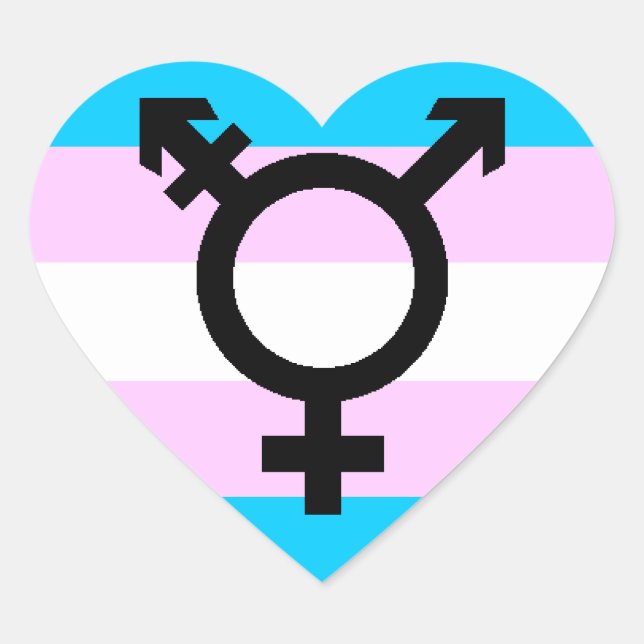 stickers Trans Pride - coeurs, avec symbole (Devant)