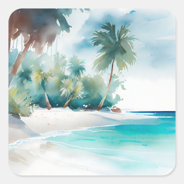 Stickers Tropical Beach Palm Tree (Devant)