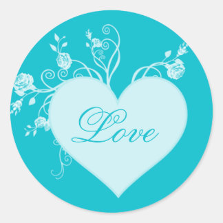 Stickers turquoise Aqua Heart et Roses Love