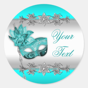Stickers Turquoise Blue Masquerade Party