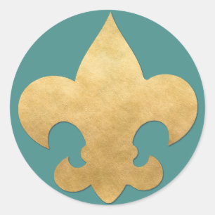 Stickers Turquoise & Gold Fleur De Lis