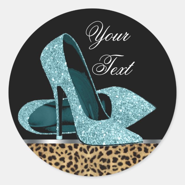 Stickers turquoise Leopard High Heel Chaussures (Devant)