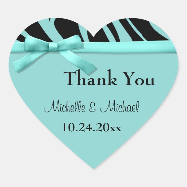 Stickers turquoise Zebra Et Merci Bow (Devant)