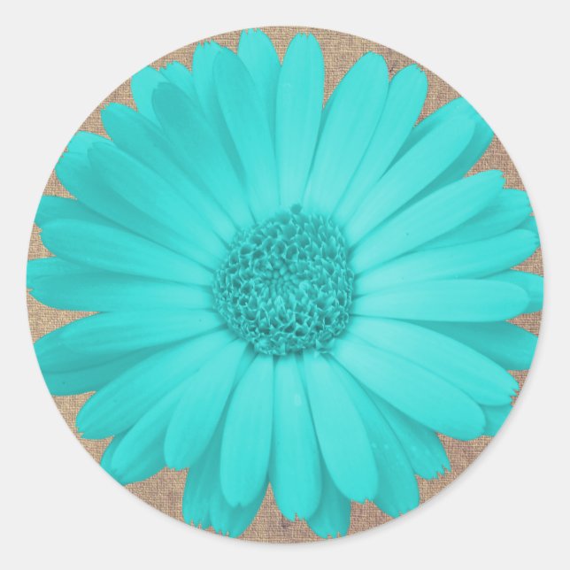 Stickers Turquoises Rustiques Gerber Daisy Round S (Devant)