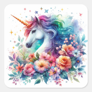 Stickers Unicorne aquarelle