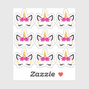 Stickers Unicorne Cute Rose Bow