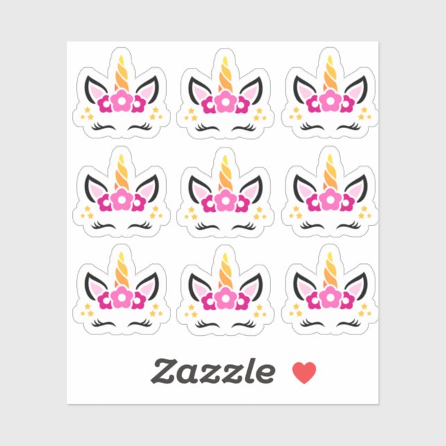 Stickers Unicorne Drôle Et Mignonne (Feuille)