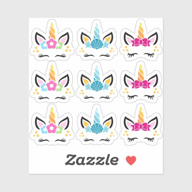 Stickers Unicorne Drôle Et Mignonne (Feuille)