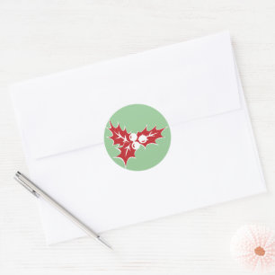 Stickers Vacances Retro Holly Feuilles et Berries