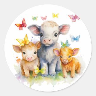 Stickers Vache et papillon