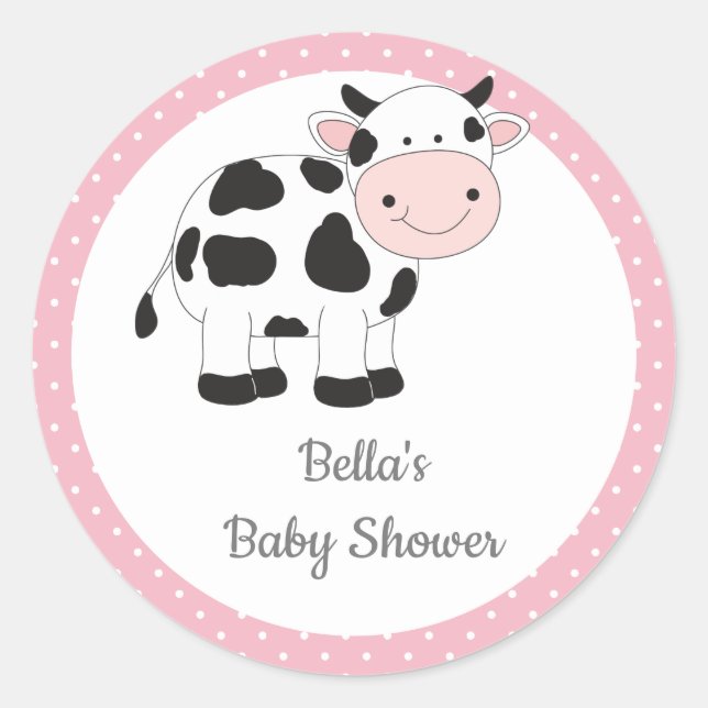 Stickers Vache Pois rose (Devant)