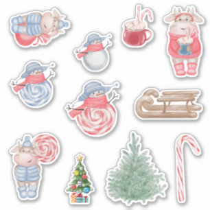 Stickers Vaches de Noël