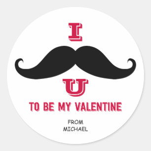 Stickers Valentine de la salle de classe Moustache